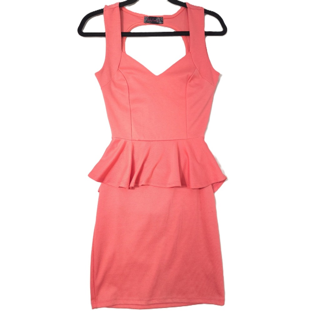Body Central Pink Sleeveless Peplum Dress Cross Cross Open Back M Barbie